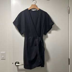 & Other Stories linen charcoal gray short wrap dress. Size EUR 36